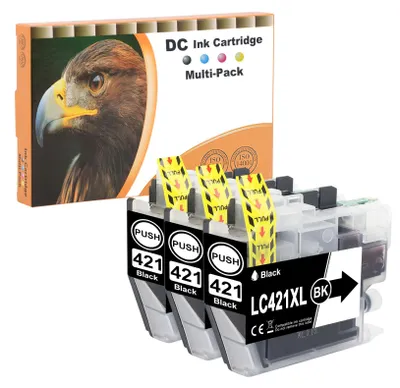 Produktbild von D&C LC421XL Druckerpatronen Kompatibel für Brother LC421 XL Multipack für Brother DCP-J1050DW Patronen MFC-J1010DW DCP-J1140DW Patronen (Schwarz, 3-Pack)