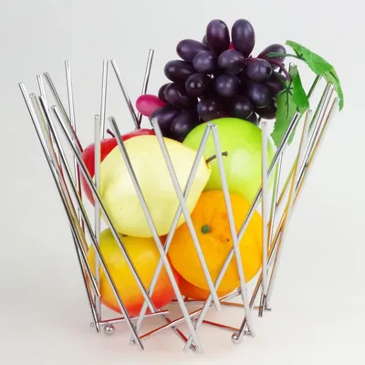 Produktbild von Obstkorb Sticks chrom Ø26x21cm Früchtekorb Obstschale Dekoschale Dekokorb Deko