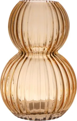 Produktbild von INNA-Glas Tischvase Glas TABLITO mit Rillen, orange-braun-klar, 22 cm, Ø 15 cm - Farbige Vase