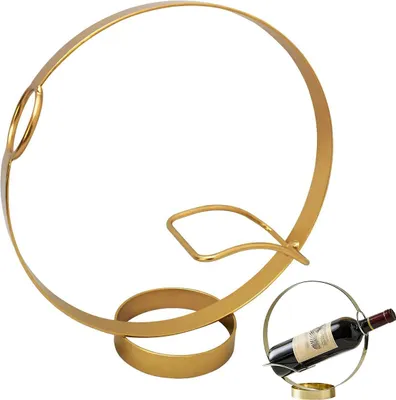 Produktbild von Goldfarbenes Weinregal für eine Flasche – freistehend, ideal für Küche und Esstisch, auch als Tischdekoration und Wohnaccessoire geeignet.