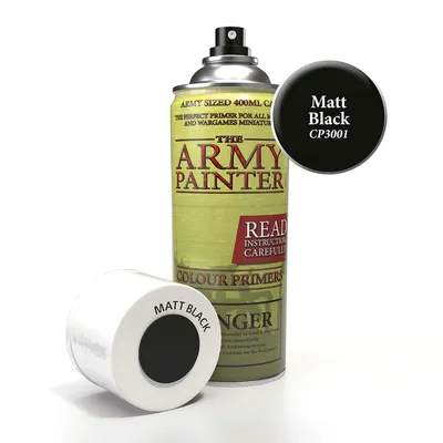 A spray can of primer and a roll of tape are shown against a white background.