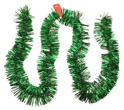Image de Guirlande décorative de 20 mètres, vert brillant, en lamé métallique, idéale pour les décorations suspendues, lot de 10