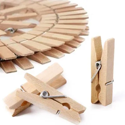 Produktbild von Holzklammern für Foto-Accessoires Bastelprojekte Geschenke Basteln Schule – 100 Stück 25 mm
