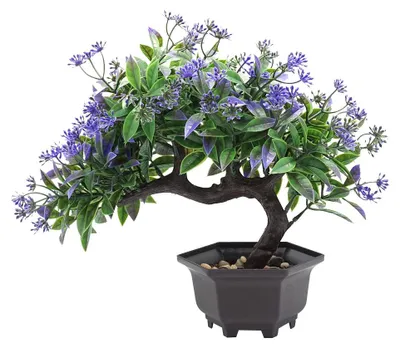 Produktbild von Künstliche Topfpflanze, Bonsai-Simulation, Blumentopf für Zuhause und Büro (Lila)