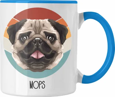 Produktbild von Trendation - Mops Besitzer Tasse Geschenk Lustiger Spruch Geschenkidee Mops Mama Papa (Blau)