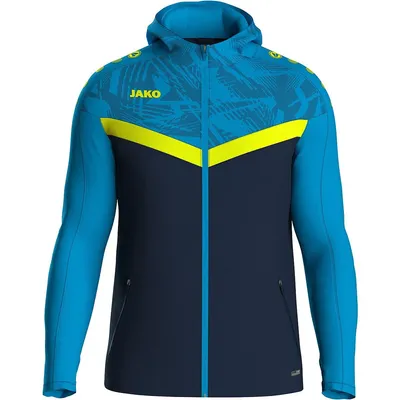 Produktbild von JAKO Kinder Kapuzenjacke Iconic, Farbe:marine/JAKO blau/neongelb, Größe:140