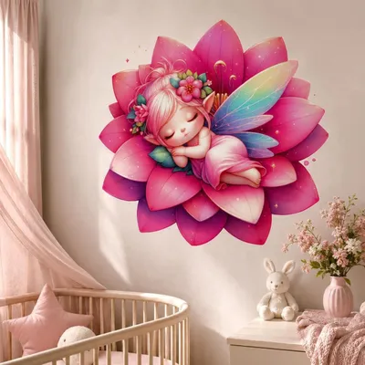 schlafende rosa Lotusfee – Decords Wandtattoo, Produktansicht 1