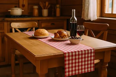 Produktbild von Züchen Tischwäsche 20 mm Karo Baumwolle karriert Landhaus Rot - 40 x 220 cm