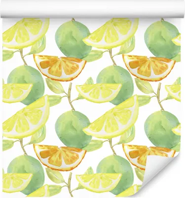 Produktbild von 10m VLIES TAPETE Rolle Küche Obst Exotisch Zitronen Orangen Blätter XXL