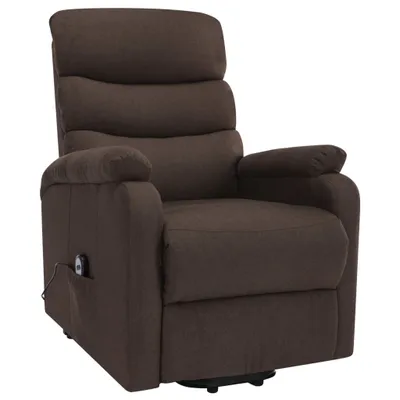 Image de vidaXL Fauteuil de massage avec releveur Marron Tissu