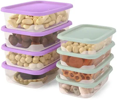 Image de Lot Azomor de 8 récipients alimentaires réutilisables avec couvercle, pour la conservation et la congélation