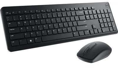 Produktbild von DELL Tastatur und Maus – KM3322W - deutsch (QWERTZ), Volle Größe (100%), Kabellos, RF Wireless, QWERTZ, Schwarz, Maus enthalten