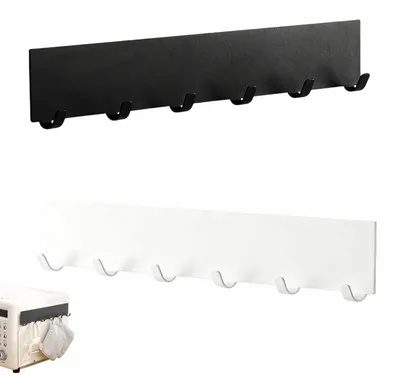 Schlüsselhalter-Set 2er, 6 Haken, selbstklebend, Metall, Schwarz/Weiß