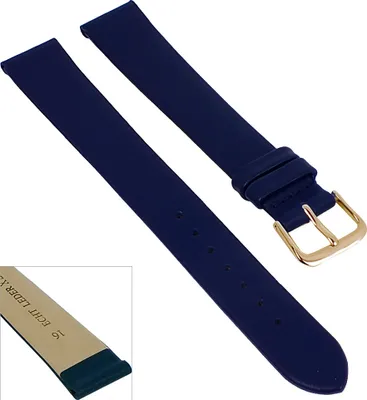 Produktbild von Minott Uhrenarmband XL Nappa Leder dunkelblau ohne Naht weich 29665, Stegbreite:16mm, Schließe:Gelbgolden