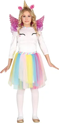 Immagine prodotto di Unicorno avventura carnevale magia fiaba costume fantasia ali arcobaleno tutù fiaba figura creature magiche partito vestito, taglia: 140/146 colore: rosa