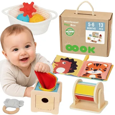 Produktbild von Woopie Green Box Xxl Montessori Pädagogische 6-in-1 Sinnesbox 5-6 Monate 13 Stück