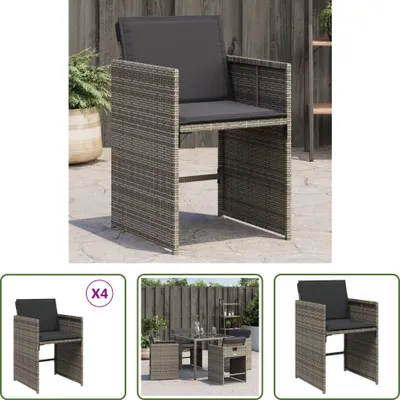 Produktbild von The Living Store Gartenstühle mit Kissen 4 Stk. Grau Poly Rattan