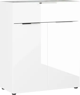 Produktbild von Kommode - 83 x 102 cm - 2 Türen - 1 Schublade - Weiß - Glas