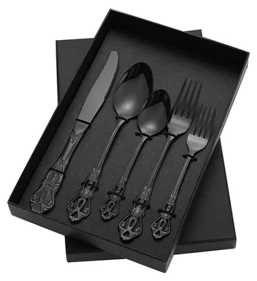 Produktbild von 5-teiliges Geschirrset aus Edelstahl, langlebig, korrosionsbeständig, elegantes Design, ideal für Dinnerpartys