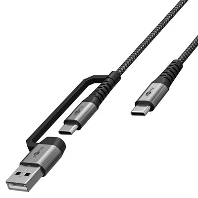 Produktbild von Goobay Goodbay 2-i-1 USB-C til USB-C/USB-A ladekabel 3 meter