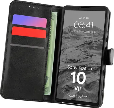 Produktbild von Handyhülle mit Klappe für Sony Xperia 10 VII, Bizon Case Pocket, Schwarz