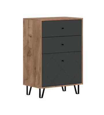 Produktbild von "Bilbao" Flurschrank mit 2 Schubladen in Craft Tobaco / Graphit 63,4 cm x 40 cm x 95,5 cm