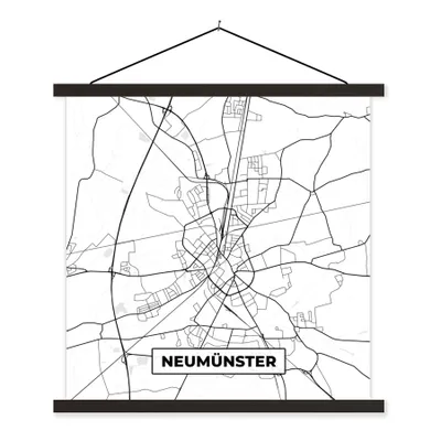 Produktbild von MuchoWow® Textilposter Karte - Neumünster - Karte - Stadtplan 40x40 cm mit schwarzem Rahmen - Fotos