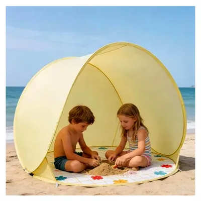 Produktbild von Tragbares Strandzelt, Sonnenschutz für den Strand, 110 cm UV-beständiges Faltzelt, geeignet für Camping, Picknick, Garten, Pool, Reisen und Familienausflüge, automatisches Pop-up