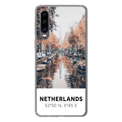 Produktbild von MuchoWow® Handyhülle Schutzhülle Hülle für Huawei P30 Niederlande - Amsterdam - Gracht - Herbst Silikon Softcase Handy Hülle - Kartenbesitzer