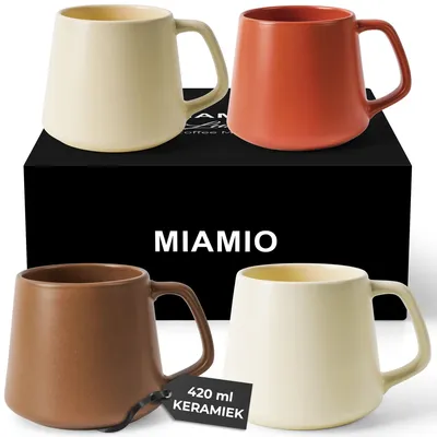 Kaffeebecher-Set 4er-Pack, Keramik, 420 ml, Beige Pastell