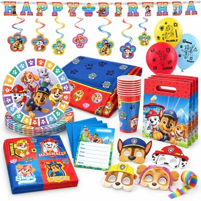 Produktbild von Partyset Paw Patrol Geburtstagsdeko Kindergeburtstag Party Deko Geburtstag bunt