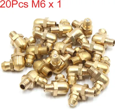 Image de 20Pcs Graisseur M6 x 1 Coudé 90 Degrés Graissage Laiton Raccord Tétine pour Voiture