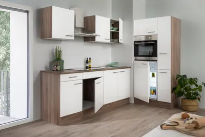 Produktbild von Küche Küchenzeile Küchenblock Einbauküche Eiche York Weiß Oliver 300 cm Respekta