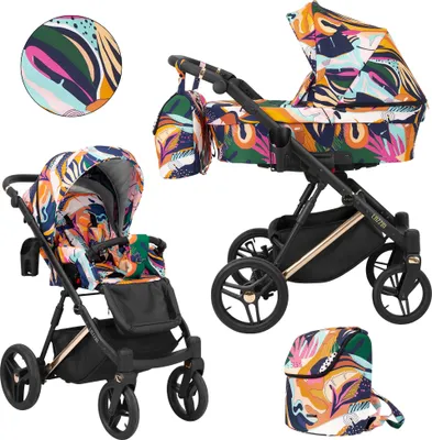 Produktbild von Kinderwagen LAZZIO PREMIUM Sportwagen Babywagen Babyschale Komplettset Kinder Wagen Set 2 in 1 (farbig, Rahmenfarbe: Kupfer)