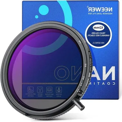 Productafbeelding van 62mm Variabel ND2-ND32 en CPL Filter, 2-in-1 Verstelbaar Neutraal Dichtheidsfilter en Circulair Polarisatiefilter, HD Optisch Glas, Aluminium Frame, Waterbestendig, Perfect voor Landschapsfotografie en Portretten