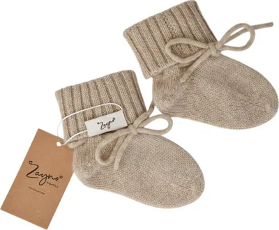 Produktbild von Zayno® Söckchen Unisex für Babys von 3-6 Monaten aus 100% Kaschmir in Lichtbraun | Erstlingssocken, für empfindliche Babyhaut, atmungsaktiv