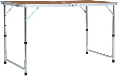 Imagen del producto de Mesa plegable para camping, mesa de jardín ajustable, color marrón