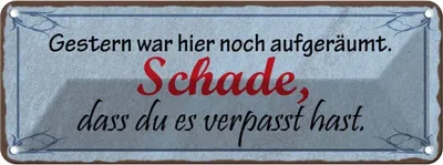Produktbild von vianmo Blechschild 10x27 cm Gestern war hier noch aufgeräumt Dekoration Spruch Zitat