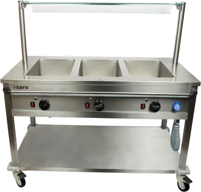 Produktbild von Fahrbarer Edelstahl Bain Marie Wagen BT-3 für 3x GN 1/1 Behälter, 1304x704x850 mm