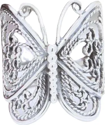 Produktbild von Damen-Ring, Schmetterling, verstellbar, Schmuck, Gravur, modisches Aussehen, Fingerring für Dating-Silber