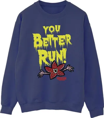 Produktbild von Netflix - "Stranger Things You Better Run" Sweatshirt für Herren BI45103 (XL) (Marineblau)