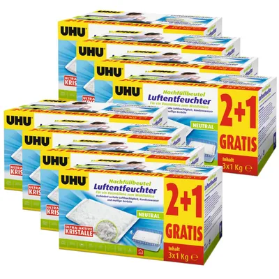 Produktbild von UHU Original Luftentfeuchter Nachfüllbeutel 3x1000g Neutral air max (8er Pack)