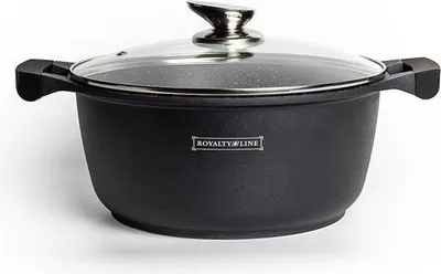 Image de Royalty Line RL-BS28M: Marmite Enduite Avec Couvercle En Verre - 28cm