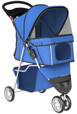 Immagine prodotto di Passeggino pieghevole per cani, fino a 10 kg | Colore: Blu | Dimensioni: 44x77x102 cm