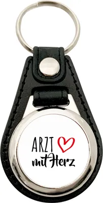 Produktbild von Huuraa Schlüsselanhänger Arzt mit Herz Metall mit Kunstleder Schlüsselring Einkaufswagenchip Geschenkidee