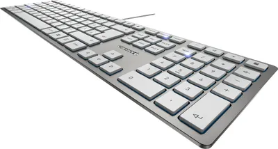 Produktbild von CHERRY KC 6000 Slim, Volle Größe (100%), Kabelgebunden, USB, AZERTY, Silber, Weiß