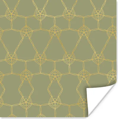 Produktbild von MuchoWow® Poster Muster - Luxus - Grün - Gold 75x75 cm - Wand Dekoration