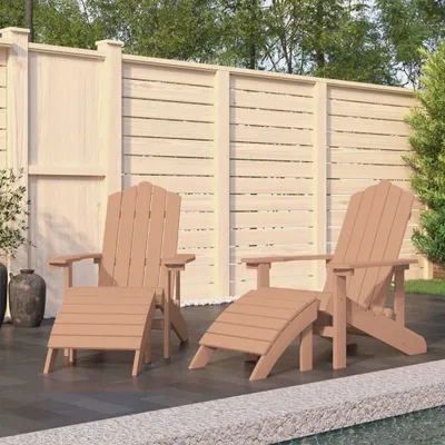 Produktbild von The Living Store Adirondack-Gartenstühle 2 Stk. mit Hockern HDPE Braun