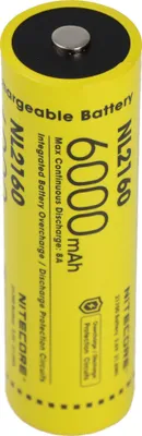 Produktbild von Nitecore Li-Ion Akku Typ 21700 mit 6000mAh NL2160 mit Schutzschaltung, max. 8A Entladestrom, 75,4 x 22mm