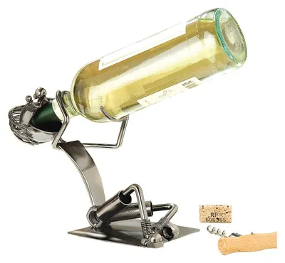 Produktbild von Gilde Flaschenhalter, Schluckspecht, Metall, silberfarben, VE 2 Breite: 28.00 cm 65062